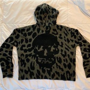 Skull Cashmere hooded shirt